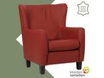 Leren fauteuil Hug - Toledo Red (rood) - Poten hout zwart, Huis en Inrichting, Fauteuils, Nieuw, Ophalen of Verzenden, 75 tot 100 cm