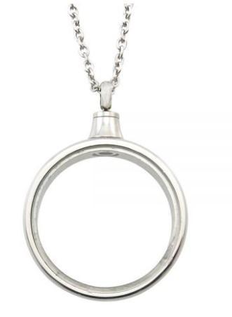 Assieraad, ashanger rvs rond as zichtbaar, Sieraden, Tassen en Uiterlijk, Kettinghangers, Zilver, Nieuw, Overige voorstellingen
