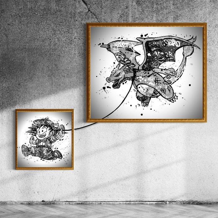 Moabit - Goku VS Charizard X Life in Monochrome /Limited, Antiek en Kunst, Kunst | Designobjecten