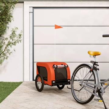 vidaXL Hondenfietstrailer oxford stof en ijzer oranje en beschikbaar voor biedingen