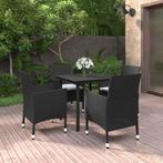 vidaXL 5-delige Tuinset met kussens poly rattan en glas, 4 zitplaatsen, Nieuw, Tuinset, Verzenden