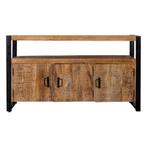 Dressoir Mangohout Britt 140 3 Deuren, Huis en Inrichting, Kasten | Dressoirs, 100 tot 150 cm, Verzenden, Nieuw, Industriële meubels