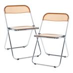 Klapstoel set van 2 Pornainen 74x46x47 cm oranje transparant, Huis en Inrichting, Stoelen, Verzenden, Nieuw