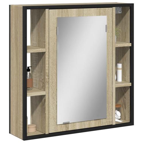 vidaXL Badkamerspiegelkast 60x16x60 cm bewerkt hout sonoma, Huis en Inrichting, Tafels | Kaptafels, Nieuw, Verzenden
