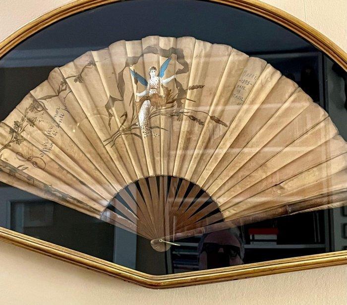 Handwaaier - Canvas, Bamboe, Antiek en Kunst, Antiek | Overige Antiek