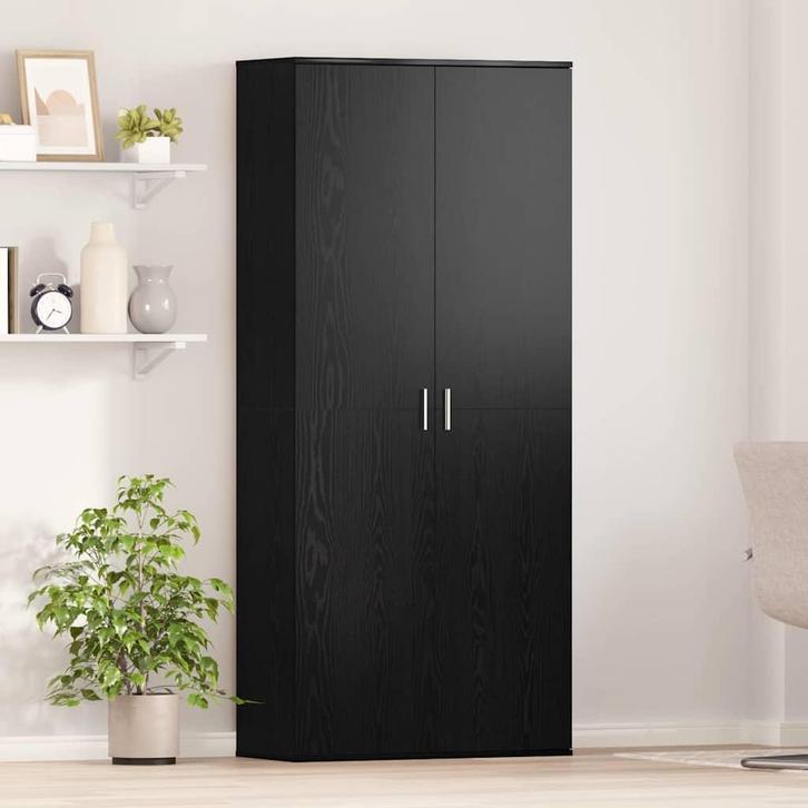 vidaXL Hoogboard Zwart eiken 80 x 35 x 180 cm Bewerkt hout, Huis en Inrichting, Kasten | Overige, Nieuw, Verzenden