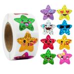 500 Stickers Op Rol - 2.5cm - Ster Emoji Glitter -, Verzenden, Nieuw