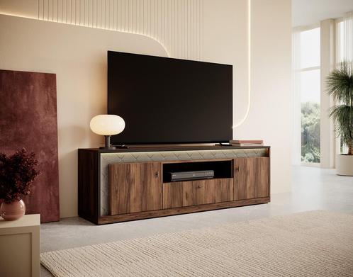 Meubella TV-Meubel donker eiken 160 cm met led verlichting, Huis en Inrichting, Kasten | Televisiemeubels, 150 tot 200 cm, 25 tot 50 cm