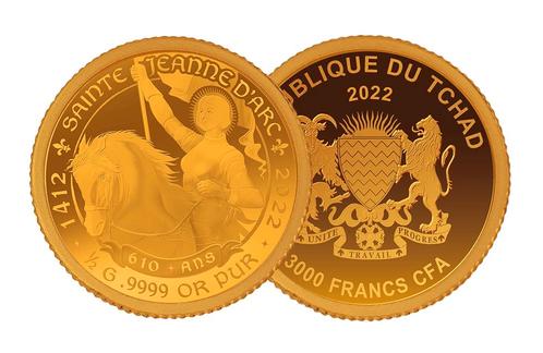 Kleinste goud 610e geboortedag Jeanne DArc, Postzegels en Munten, Munten en Bankbiljetten | Verzamelingen, Verzenden