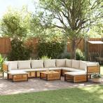 vidaXL 11-delige Tuinbankstel met kussens massief acaciahout, Verzenden, Nieuw, Hout