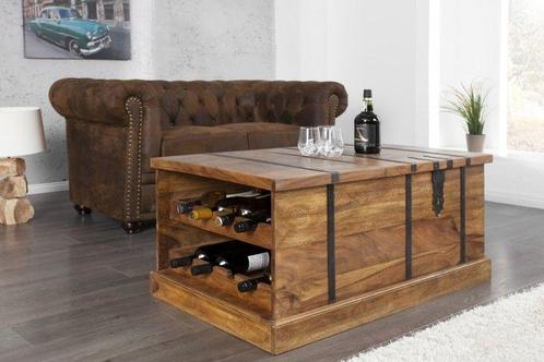 Massief houten salontafel BODEGA 100 cm Sheesham, Huis en Inrichting, Woonaccessoires | Wijnrekken, Ophalen of Verzenden
