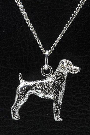 Zilveren Jack russell terrier parson gladhaar ketting han..., Sieraden, Tassen en Uiterlijk, Kettinghangers, Verzenden