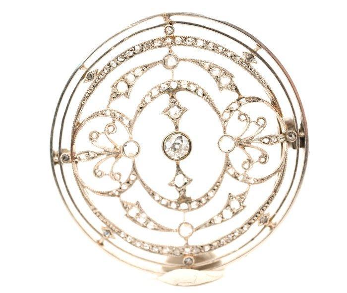 Broche Platina - Diamanten, Sieraden, Tassen en Uiterlijk, Antieke sieraden