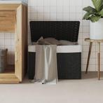 vidaXL Wasmand met deksel 55,5x35x34 cm poly rattan zwart, Verzenden, Nieuw