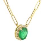 Halsketting - 14 karaat Geel goud - 2.16ct. tw. Smaragd -, Sieraden, Tassen en Uiterlijk, Kettingen, Nieuw