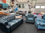 Chesterfield Maarssen Bleu Leren Chesterfield Springvale Set, Huis en Inrichting, Ophalen, Gebruikt, Leer, CHESTERFIELD