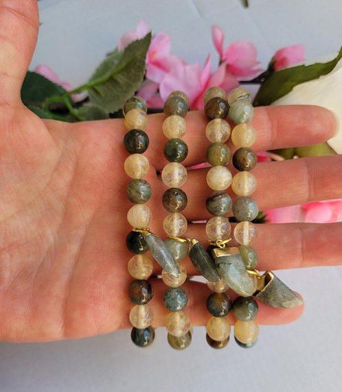Citrien en Mos Agaat armband voor brede arm, Sieraden, Tassen en Uiterlijk, Armbanden