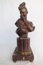 George van der Straeten (1856-1941) - sculptuur, Buste vrouw, Antiek en Kunst, Antiek | Keramiek en Aardewerk