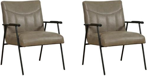 Grijze leren industriële retro fauteuils - Vintage leer Sto, Huis en Inrichting, Fauteuils, 50 tot 75 cm, 75 tot 100 cm, Nieuw