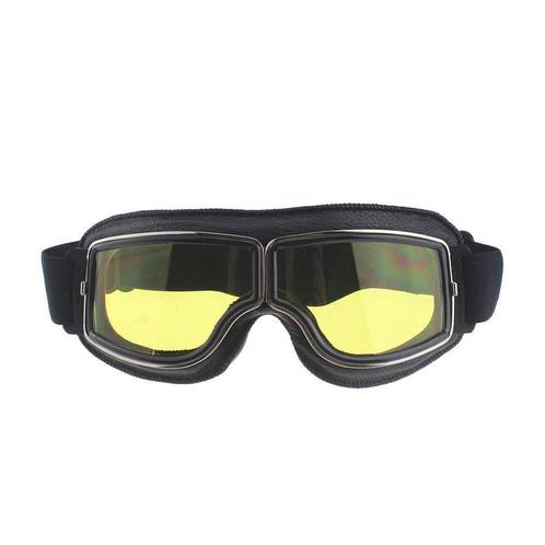 CRG zwart leren cruiser motorbril Glaskleur: Geel, Motoren, Kleding | Motorkleding, Nieuw met kaartje, Verzenden
