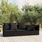 vidaXL Loungebed met kussens poly rattan zwart, Verzenden, Nieuw