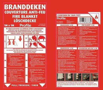 PROFILE branddeken - 1x1 meter - NIET GESCHIKT VOOR FRITUUR- beschikbaar voor biedingen