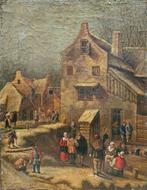 Flemish School (XVIII-XIX) - A day in the town, Antiek en Kunst