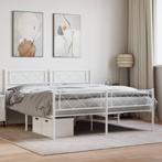 vidaXL Bedframe met hoofd- en voeteneinde metaal wit 120x200, Verzenden, Wit, Nieuw, Twijfelaar