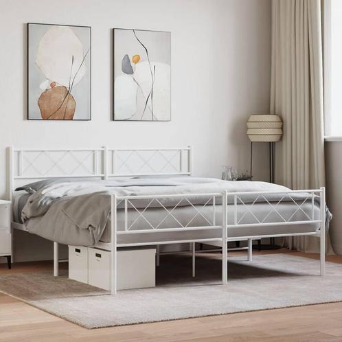 vidaXL Bedframe met hoofd- en voeteneinde metaal wit 120x200, Huis en Inrichting, Slaapkamer | Bedden, 120 cm, 200 cm, Wit, Twijfelaar