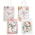 Fako Bijoux® - 24 Papieren Uitdeeltasjes Thank You Bloemen -, Verzenden, Nieuw