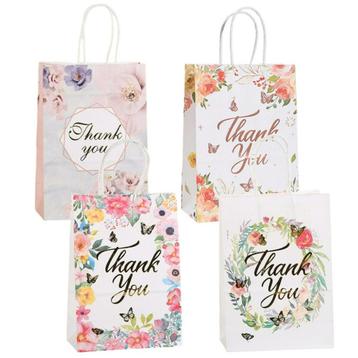 Fako Bijoux® - 24 Papieren Uitdeeltasjes Thank You Bloemen - beschikbaar voor biedingen