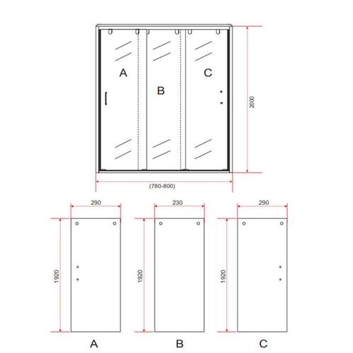 Aanbieding: Nisdeur 3-Delig Schuifdeur BWS Aloni  80x200 cm, Doe-het-zelf en Verbouw, Sanitair, Ophalen of Verzenden