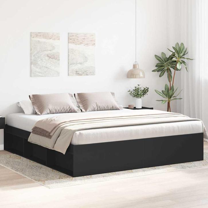 vidaXL Bedframe zwart 200x200 cm, Huis en Inrichting, Slaapkamer | Bedden, Overige maten, 200 cm, Zwart, Tweepersoons, Nieuw, Hout