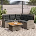 vidaXL 4-delige Loungeset met kussens poly rattan grijs, Tuin en Terras, Tuinsets en Loungesets, Verzenden, Nieuw, Rotan, Loungeset