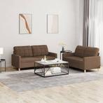 vidaXL 2-delige Loungeset met kussens stof bruin, Huis en Inrichting, Banken | Bankstellen, Verzenden, 150 tot 200 cm, Nieuw, Stof