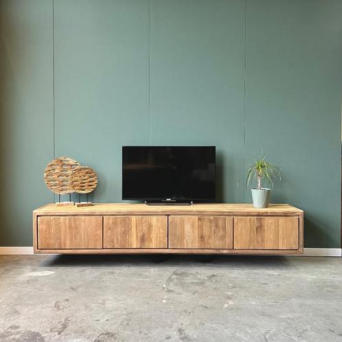 zwevend tv meubel | massief hout | 250cm lang | 40cm hoog |, Huis en Inrichting, Kasten | Televisiemeubels, 25 tot 50 cm, Nieuw