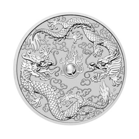 Double Dragon 1 oz 2019 Perth Mint (50.000 oplage), Postzegels en Munten, Munten | Oceanië, Losse munt, Zilver, Verzenden