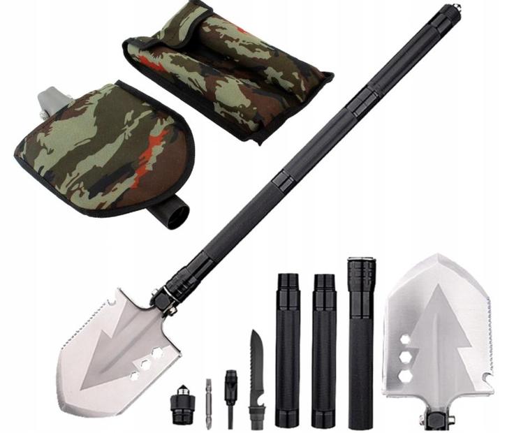 Survival schep - 16 in 1 - Opvouwbaar met hoezen, Caravans en Kamperen, Kampeergereedschap, Nieuw, Ophalen of Verzenden