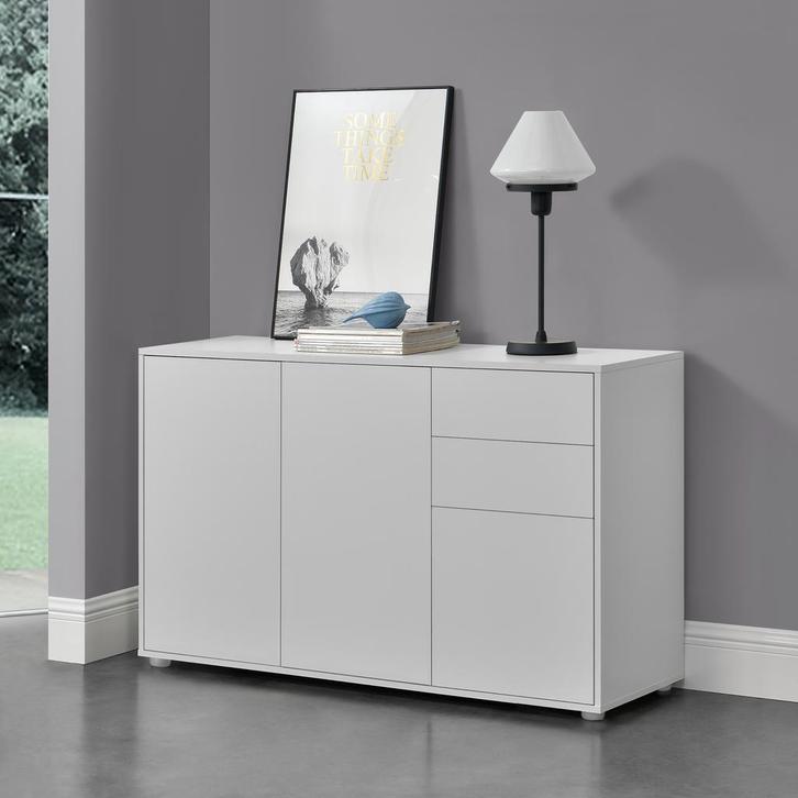 Commode Paarl druk en open 74x117x36 cm wit mat, Huis en Inrichting, Kasten | Dressoirs, Verzenden
