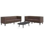 vidaXL 2-delige Loungeset Chesterfield-stijl kunstleer bruin, Verzenden, Nieuw, Vierpersoons of meer, Leer
