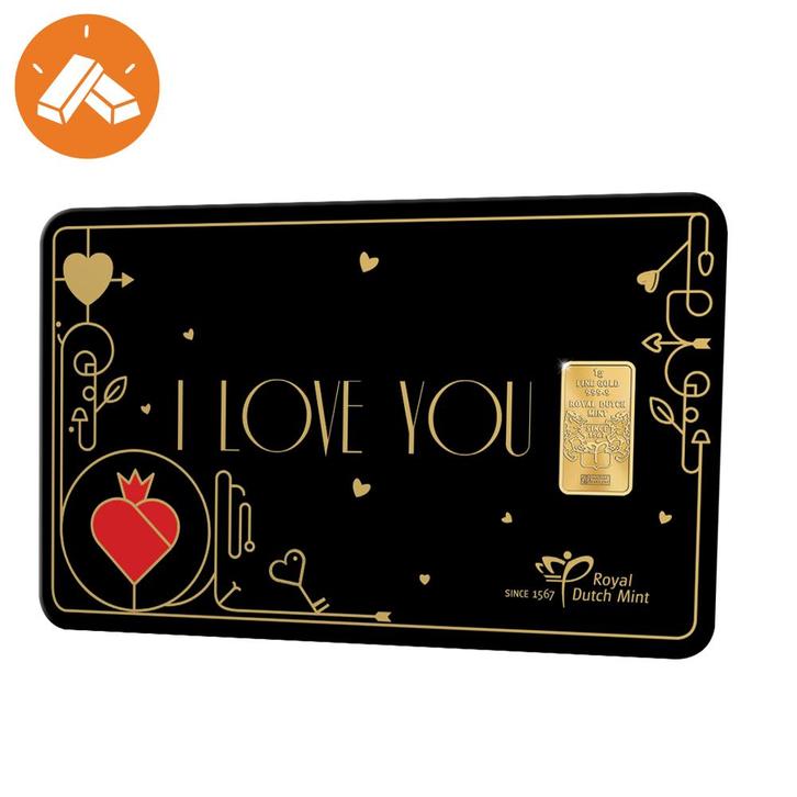 Goudbaar 1 gram ‘I Love You’, Postzegels en Munten, Edelmetalen en Baren, Verzenden