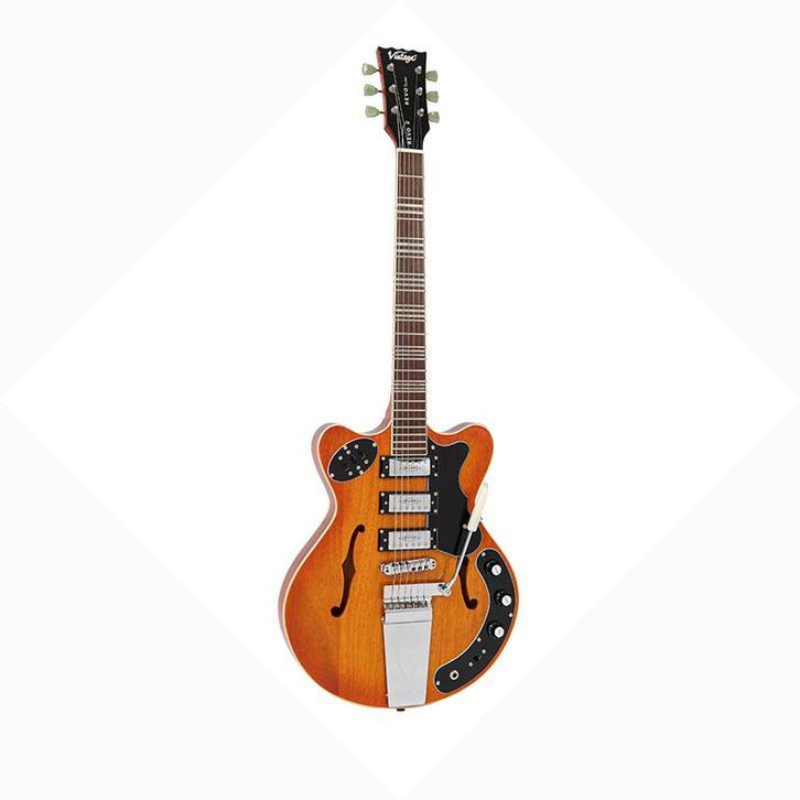 Vintage REVO VRH300 Amber Burst, Muziek en Instrumenten, Snaarinstrumenten | Gitaren | Elektrisch, Semi-solid body, Nieuw, Overige merken