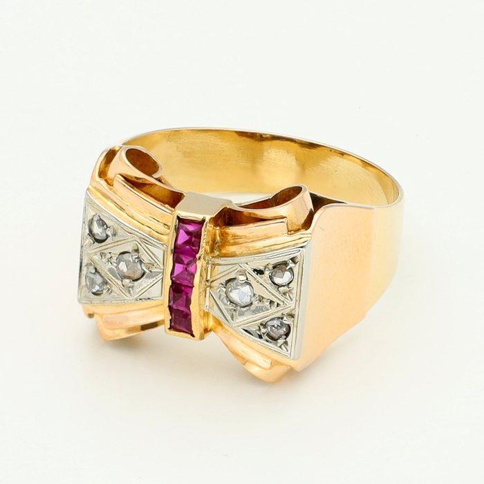 Ring - 18 karaat Geel goud, Roségoud, Witgoud Robijn -, Sieraden, Tassen en Uiterlijk, Ringen