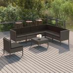 vidaXL 8-delige Loungeset met kussens poly rattan grijs, Tuin en Terras, Tuinsets en Loungesets, Verzenden, Nieuw, Rotan, Loungeset