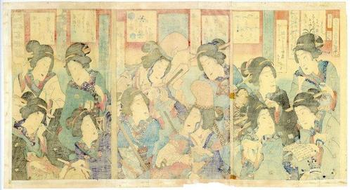 Niigata at its finest A lineup of famous geisha, Antiek en Kunst, Antiek | Overige Antiek