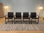 NIEUWSTAAT 4x Leolux Window Eetkamerstoel Leer, Huis en Inrichting, Bruin, Leer, Ophalen of Verzenden, Zo goed als nieuw