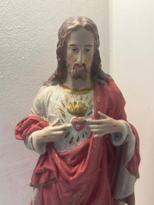 Beeld - Jezus Heilig Hart - 43 cm - Antiek - Gips -, Antiek en Kunst, Antiek | Boeken en Bijbels