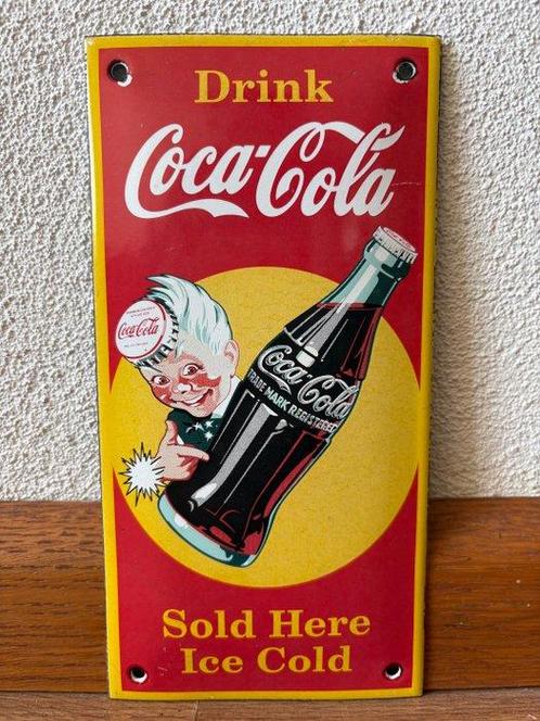 DRINK COCA COLA SOLD HERE ICE COLD - COCA COLA - Reclamebord, Antiek en Kunst, Antiek | Wandborden en Tegels