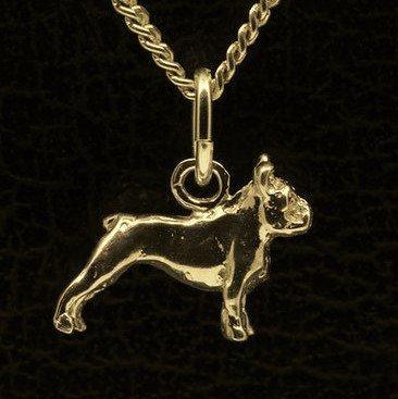 Gouden Franse Bulldog ketting hanger - klein, Sieraden, Tassen en Uiterlijk, Kettinghangers, Verzenden