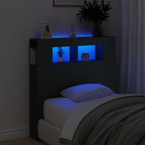 Hoofdeinde met LED - 100cm - Zwart - Retourdeal! (hoofdbord), Huis en Inrichting, Slaapkamer | Bedden, 100 cm, Zwart, Nieuw, Hout